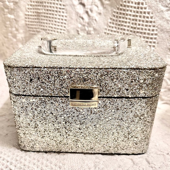 Rare HTF Victoria Secret Chunky Silver Glitter Makeup Cosmetic Box Holographic - Picture 6 of 16